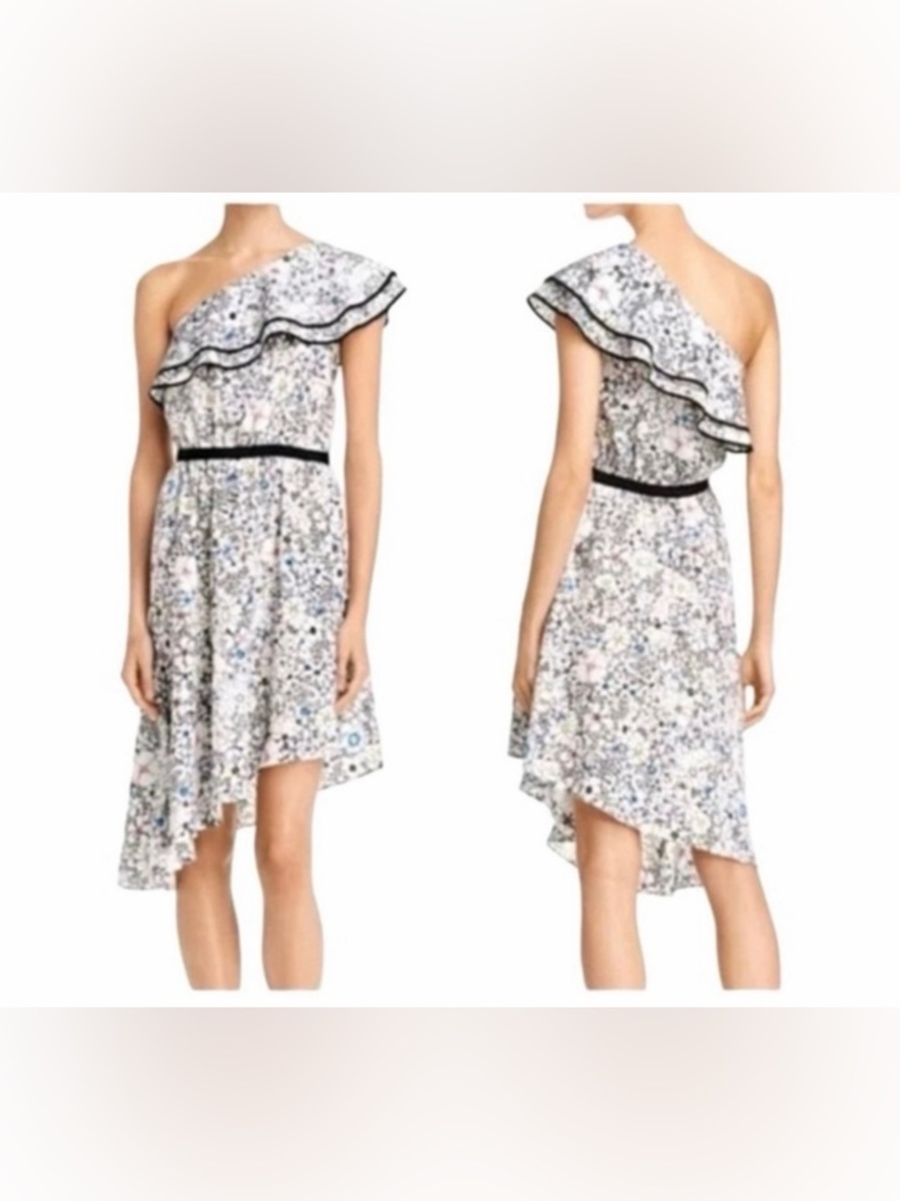 Likely Daisy Delbarton Floral One Shoulder Ruffle Midi Dress Size 8 NWT
